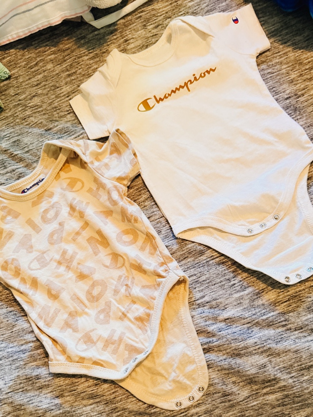 Champion Cream Baby One-Piece Bodysuit Set - 2 Pack